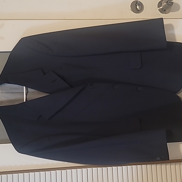 Innocenti hand Taylored Navy Blue Window Pain Blazer - Picture 3 of 5